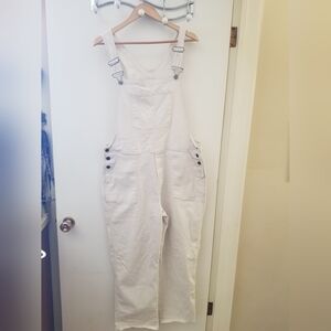 Dex White Denim Overalls Straight Leg Small